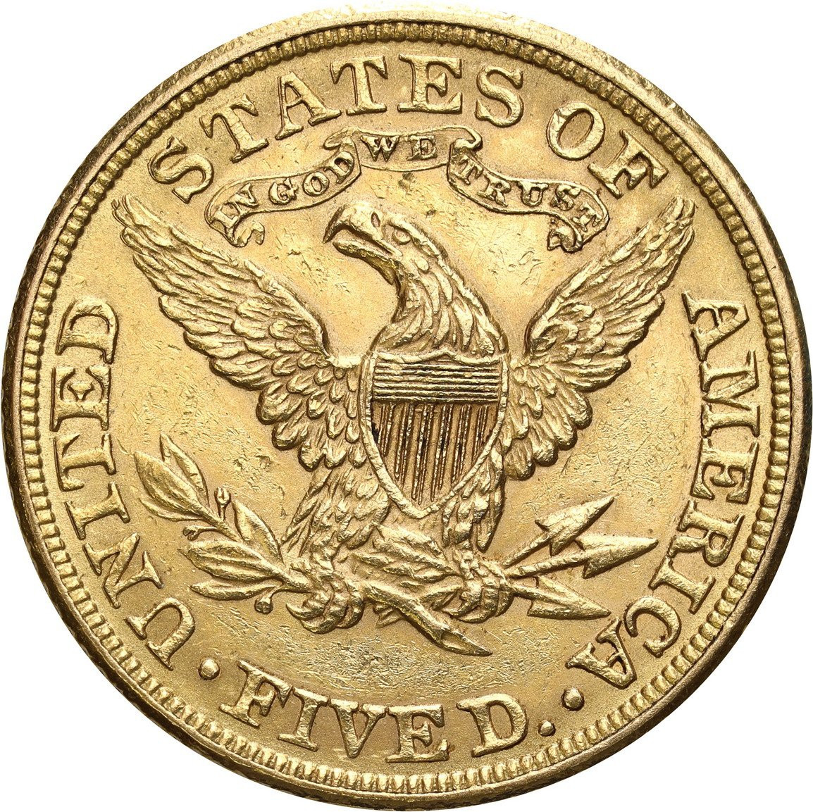 USA. Złote 5 $ dolarów 1881 Filadelfia